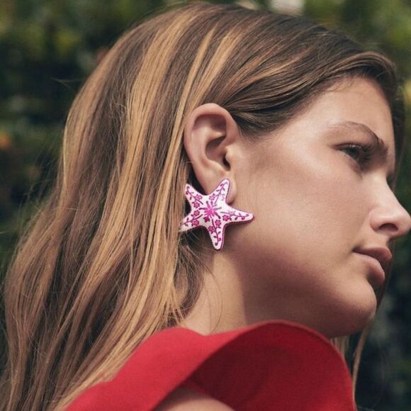 Pink Starfish earrings N1454 - Picture 2 of 5